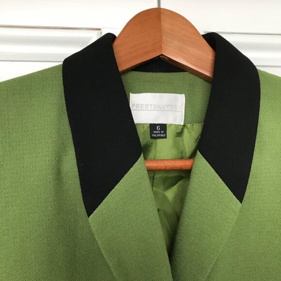 Preston & York Blazer Women’s Size 6 Green & Black Solid Open Front Sleeves - Picture 2 of 9